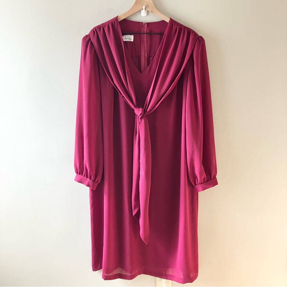 VINTAGE Sheer Tie-Neck Dress